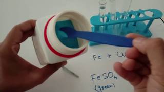 DEMONSTRATION OF DISPLACEMENT REACTION IRON amp COPPER II SULPHATE [upl. by Llegna]