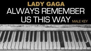 Lady Gaga  Always Remember Us This Way Karaoke Acoustic Piano Cover Instrumental Lyrics MALE KEY [upl. by Amlez]