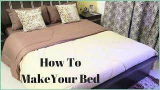 How To Make A Bed How To Put A Bed Sheet On A Bed [upl. by Florencia880]