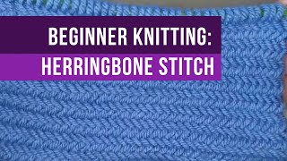 EASY Knitting Herringbone Knit Stitch  BEGINNER FRIENDLY [upl. by Ahsatsan339]