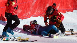 Four BRUTAL crashes on treacherous day at Val d’Isere downhill  NBC Sports [upl. by Ennahoj]