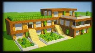 TUTO GRANDE MAISON EN BOIS MODERNE  MINECRAFT [upl. by Mckale944]