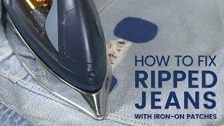 How to Fix Ripped Jeans with IronOn Patches [upl. by Yelkreb775]