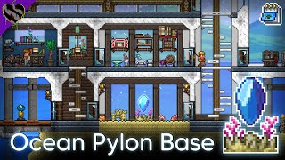 Ocean Pylon Base Modern Beach House Design ▫ Terraria 14 Pylon Builds [upl. by Newell]