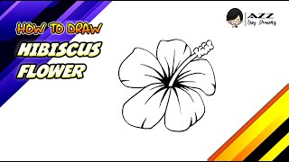 How to draw Hibiscus Flower step by step [upl. by Oeramed]