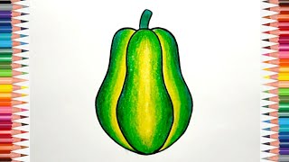 How to Draw Papaya  Papaya Drawing Step by Step  Papaya Drawing Colour [upl. by Nahtanoj]