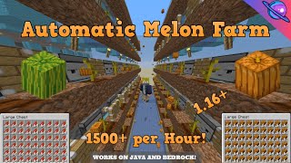 EASY Automatic Melon and Pumpkin Farm  1500 Melons per Hour  Minecraft 116 [upl. by Marci]