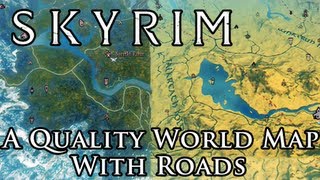 Skyrim Mod A Quality World Map  With Roads  UI [upl. by Elgna]