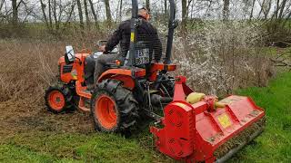 Tracteur Kubota B1241 et broyage de ronces [upl. by Latisha]