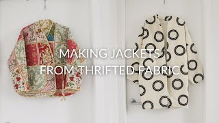 SEWING VLOG  Making jackets from a thrifted quilt and curtains [upl. by Liuqnoj]