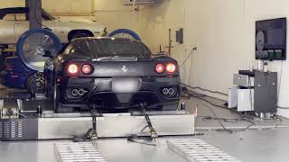 Ferrari 360 Modena straight pipe to Capristo 3 on dyno Best run [upl. by Marilyn]