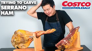 How to Carve Serrano Ham  Costco Serrano Ham Jamón ibérico Carving [upl. by Sidoeht]