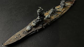 Building IJN Fuso class battleship quotFusangquot  Aoshima 1700 Scale Model [upl. by Ennovihs]