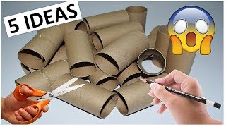 5 Manualidades Fáciles y Rápidas con ROLLOS DE PAPEL HIGIÉNICO O TUBOS DE CARTÓN [upl. by Aidualc]