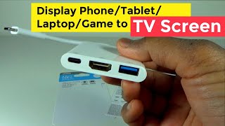 PhoneTabletGadget to TV  USB TypeC to HDMI 4K Adapter Hub Data Charging 3 Port  TESTED [upl. by Chong]