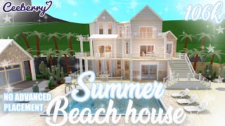 Bloxburg  Summer Beach House  No Advanced Placement 106k  Speed Build [upl. by Galitea]