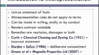 Misrepresentation Lecture 1 of 4 [upl. by Sadira]