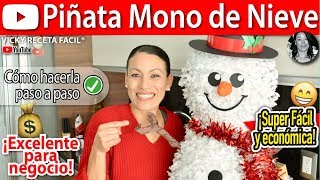 Cómo hacer una PIÑATA de MONO DE NIEVE o MUÑECO DE NIEVE  VickyRecetaFacil [upl. by Acisseg]