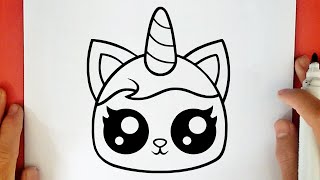 HOW TO DRAW A CUTE UNICORN KITTEN [upl. by Edsel]