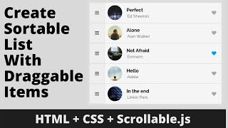 How to Create Sortable List With Draggable Items using HTML CSS amp JavaScript  Sortablejs [upl. by Narmak]