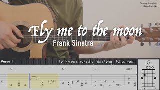 Frank Sinatra  Fly me to the moon  Fingerstyle Guitar  TAB tutorial  Chords  Lyrics [upl. by Jadd]