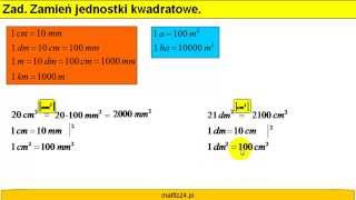 Zamiana jednostek kwadratowych  Matfiz24pl [upl. by Kathe]