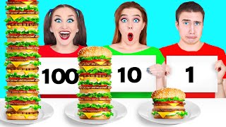 1 10 or 100 Layers of Food Challenge by Multi DO [upl. by Caddric292]