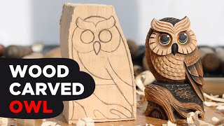 Owl Wood Carving Time lapse POV  Wood Carved Owl from Basswood [upl. by Enirehtak]