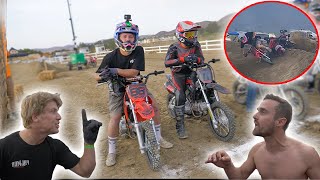 INSANE Pit Bike Race Ends With FIGHT BROKEN ANKLE [upl. by Yeldnarb]