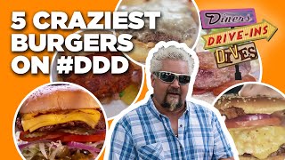 Top 5 MostINSANE Burgers Guy Fieri Has Tried on Diners DriveIns and Dives  Food Network [upl. by Pennington981]