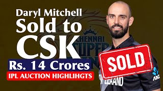 Daryl Mitchell Sold for 14 Crores to CSK  IPL Auction 2024  IPL  IPL Auction [upl. by Matronna]