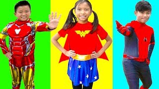 Wendy Pretend Play Dresses Like Superhero with Super Powers [upl. by Gifferd]