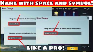 How to rename in pubg mobile with space  How to use symbols in renaming pubg mobile [upl. by Geanine]