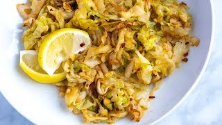 Lemon Garlic Sauteed Cabbage Recipe [upl. by Aivekal]