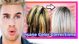 Hairdresser Reacts To Insane Color Corrections [upl. by Cirdes152]