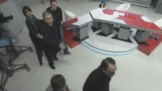 TV brawl Georgia MPs come to blows in heated debate on live TV in Tbilisi [upl. by Riplex]