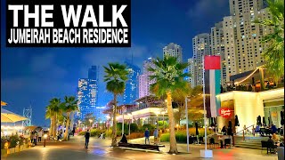 THE WALK at Jumeirah Beach Residence Complete Night Walk  4K  Dubai Tourist Attraction [upl. by Ainola]