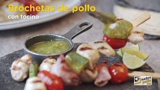 Brochetas de pollo con tocino  Recetas Sabropollo [upl. by Nims]