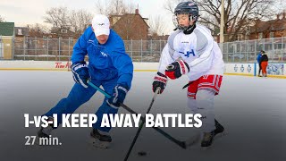 1vs1 KEEP AWAY Battles  iTrain Hockey Offensive  Defensive Training Intensive 1 [upl. by Akimak431]