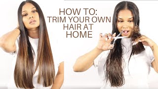 HOW TO TRIM YOUR OWN HAIR AT HOME  BEAUTY BY DN [upl. by Cobby]