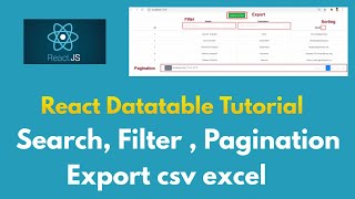 React Table  Search Filter Pagination Export  Hooks [upl. by Noguchi]