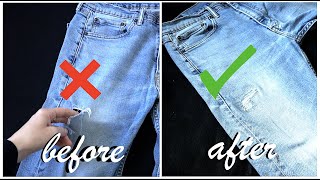 FIX Holes in Jeans in 5 Minutes or Less  Repair Ripped and Torn Jeans  Darn Jeans Leg Area [upl. by Marston]