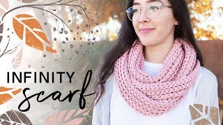 How to Crochet an Infinity Scarf — EASY for Beginners [upl. by Ynney447]