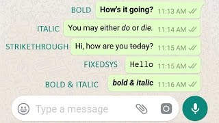 How to write italic bold strikethrough and FixedSys fonts in WhatsApp [upl. by Weatherley]