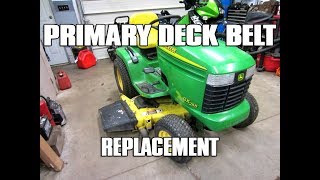 HowTo  John Deere Tractor Primary Deck Belt Replacement [upl. by Gertrude]