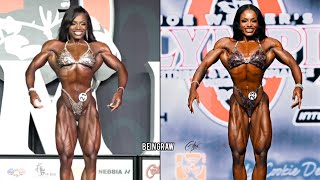 Cydney Gillon 2021 VS 2023 Figure Physique Comparison at Mr Olympia [upl. by Nhguavoj]