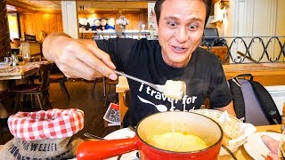 Swiss Food Tour  CHEESE FONDUE and Jumbo Cordon Bleu in Zurich Switzerland [upl. by Yvad]