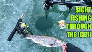 CRAZIEST Ice Fishing Day of my Life SIGHTFISHING Through the Ice [upl. by Notlrahc]