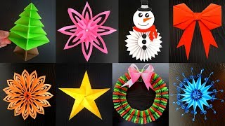 8 DECORACIONES NAVIDEÑAS DE PAPEL PARA HACER EN 5 MINUTOS ideas de decoracion [upl. by Auof]