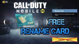 FREE RENAME CARD for COD MOBILE [upl. by Vories642]